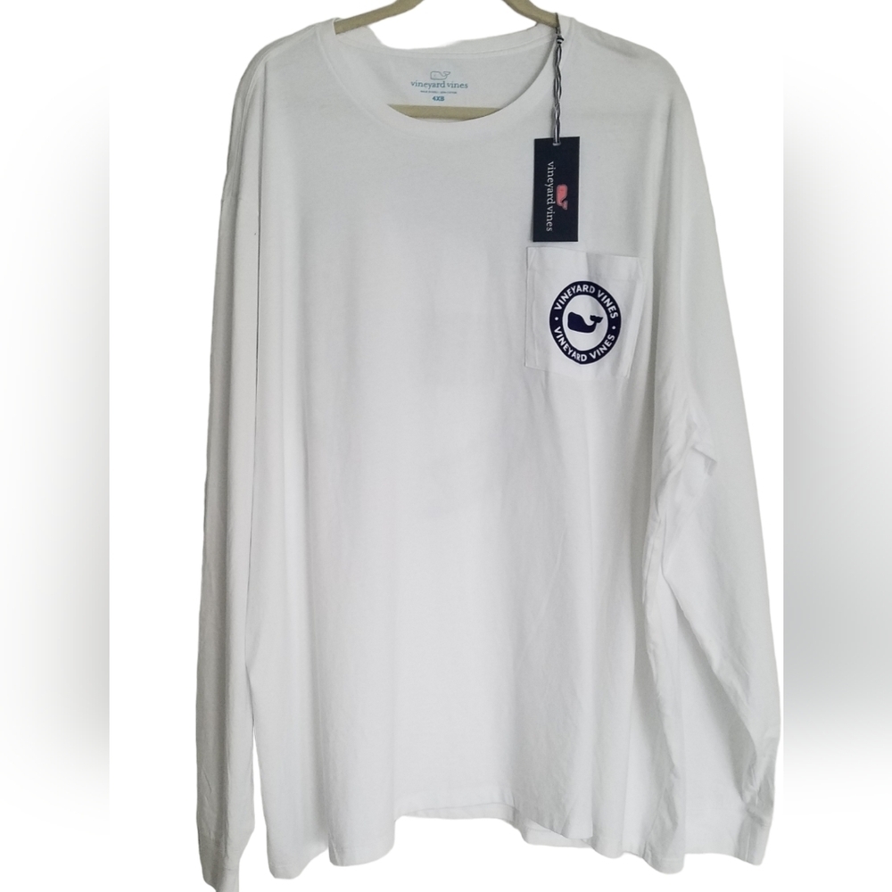 NWT Vineyard Vines Long Sleeve Pocket  Tshiry White Size 4XB
